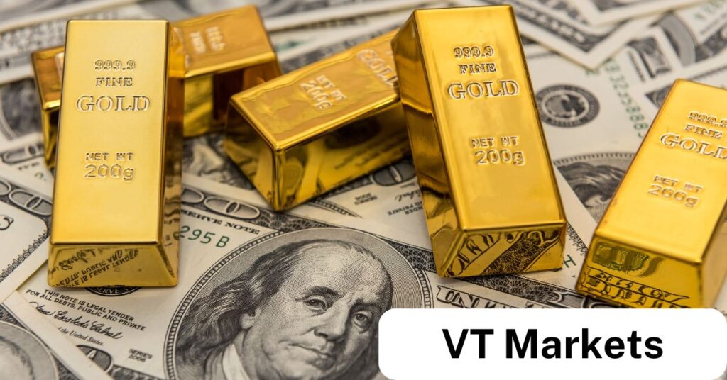 Gold bars weighing 200 grams each placed on top of US dollar banknotes, symbolising XAU/USD trading and the value relationship between gold and the US dollar in financial markets.